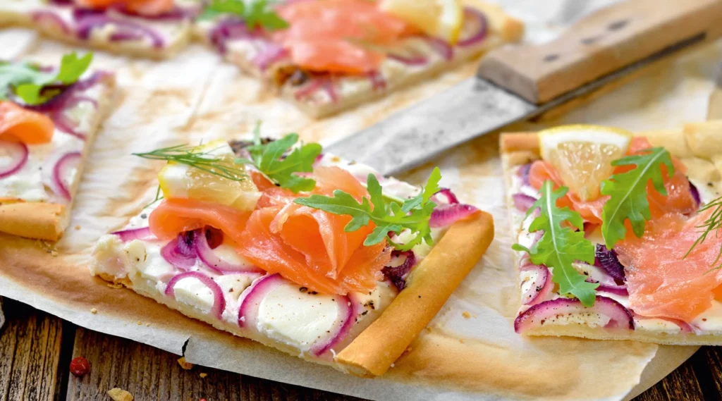 Flammkuchen z Łososiem